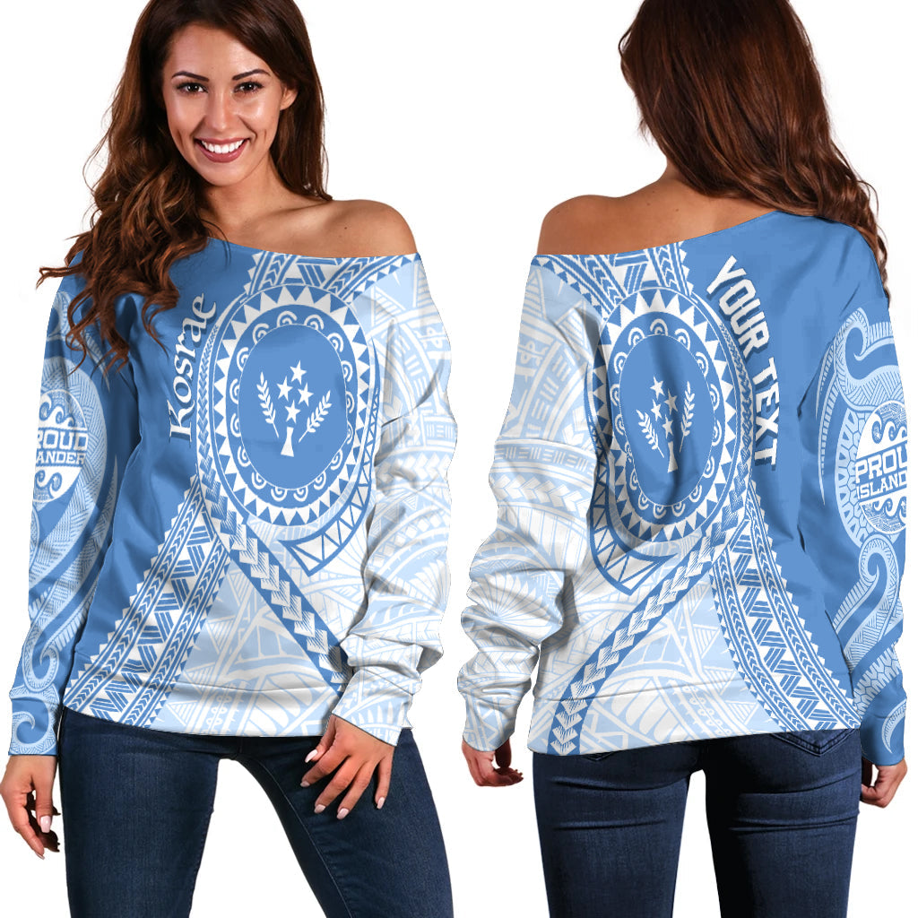 (Custom Personalised) FSM Kosrae Micronesian Pattern Off Shoulder Sweater Proud Islander