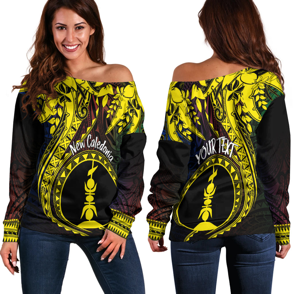New Caledonia Personalised Off Shoulder Sweater Kanaky Mix Plumeria