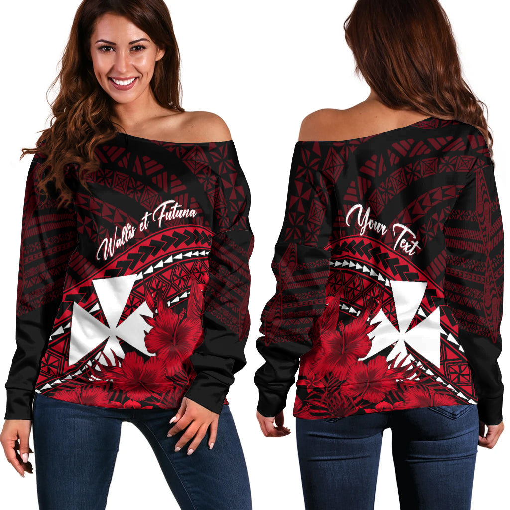 Wallis et Futuna Personalised Off Shoulder Sweater Tapa Hibiscus Vibes
