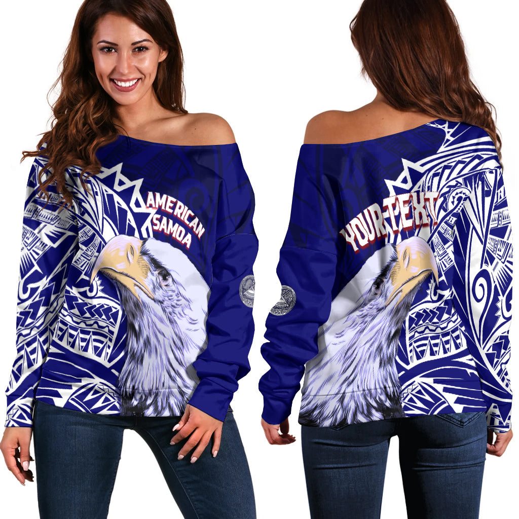 American Samoa Personalised Off Shoulder Sweater Bald Eagle