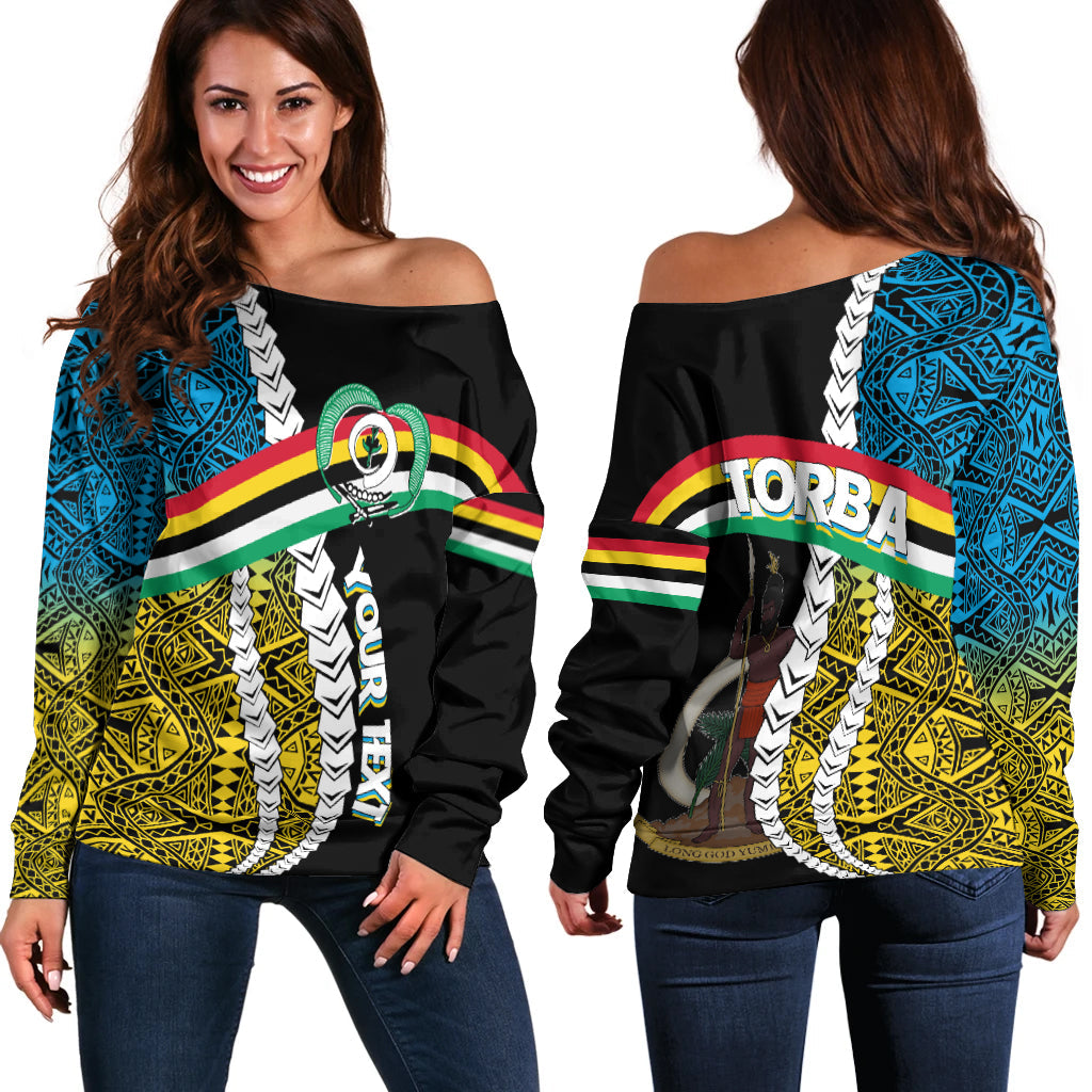 (Custom Personalised) Vanuatu Torba Province Off Shoulder Sweater Torba Flag Polynesian Pattern