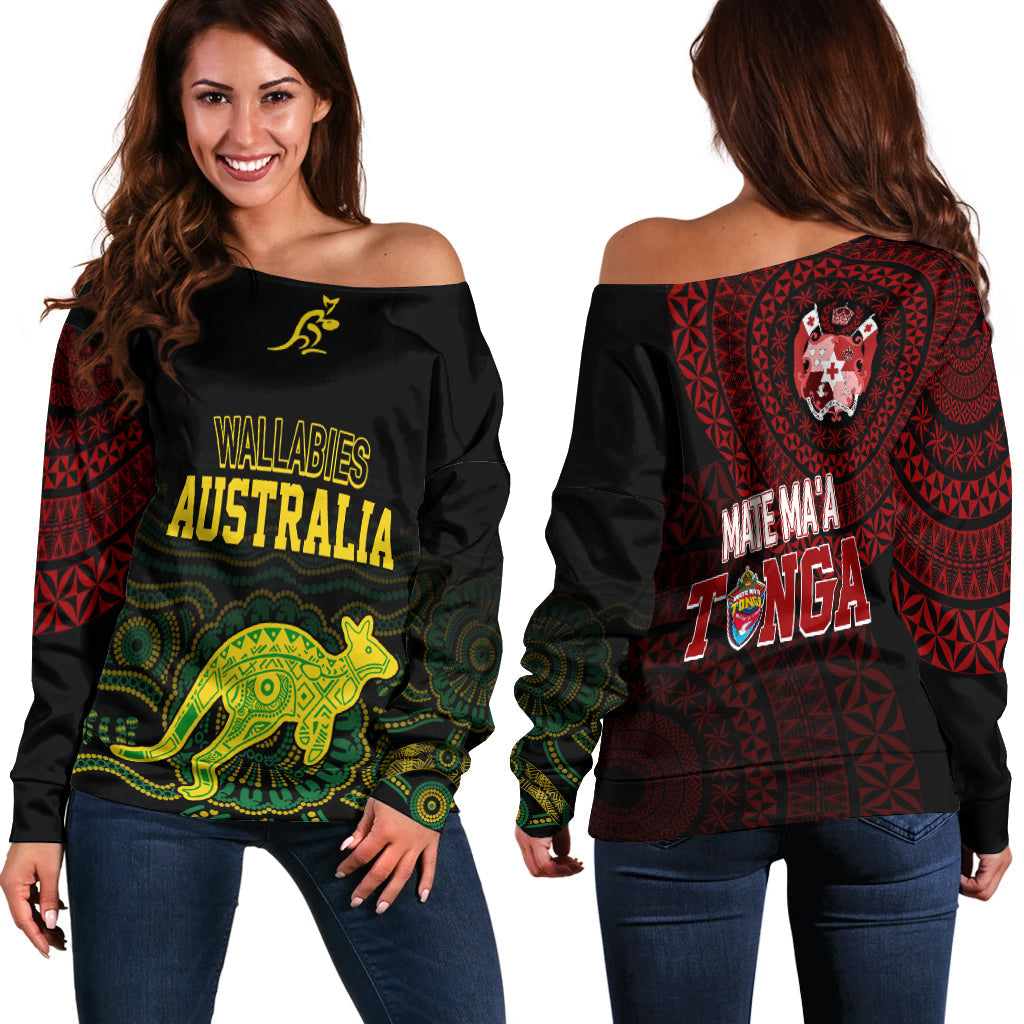 Personalised Aussie Wallabies Mix Mate Maa Tonga Off Shoulder Sweater Ver 02