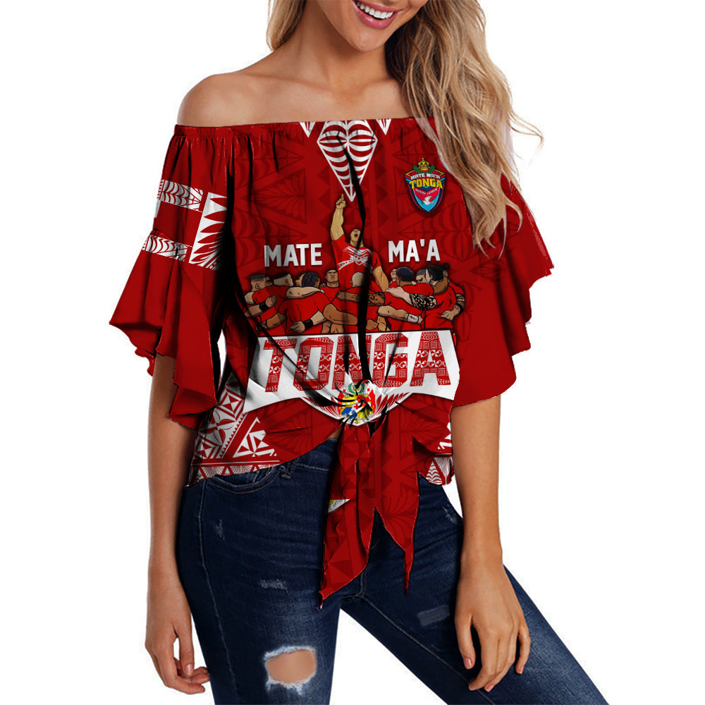 Tonga Rugby Off Shoulder Waist Wrap Top Mate Ma'a Tonga Warriors