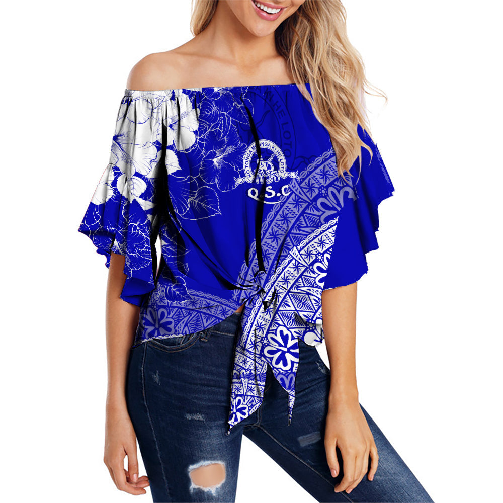 Tonga Kolisi Kuini Salote Off Shoulder Waist Wrap Top QSC Floral Tapa