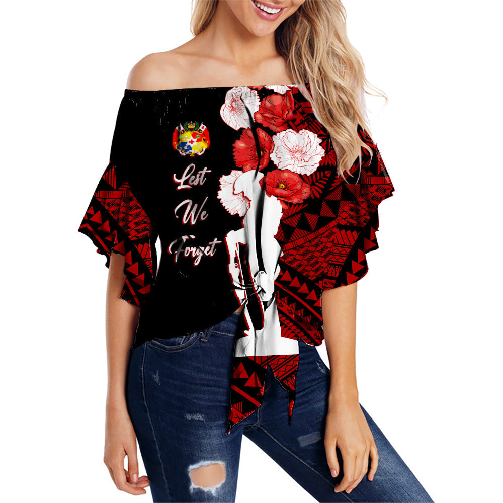 Tonga Off Shoulder Waist Wrap Top Anzac Day Lest We Forget