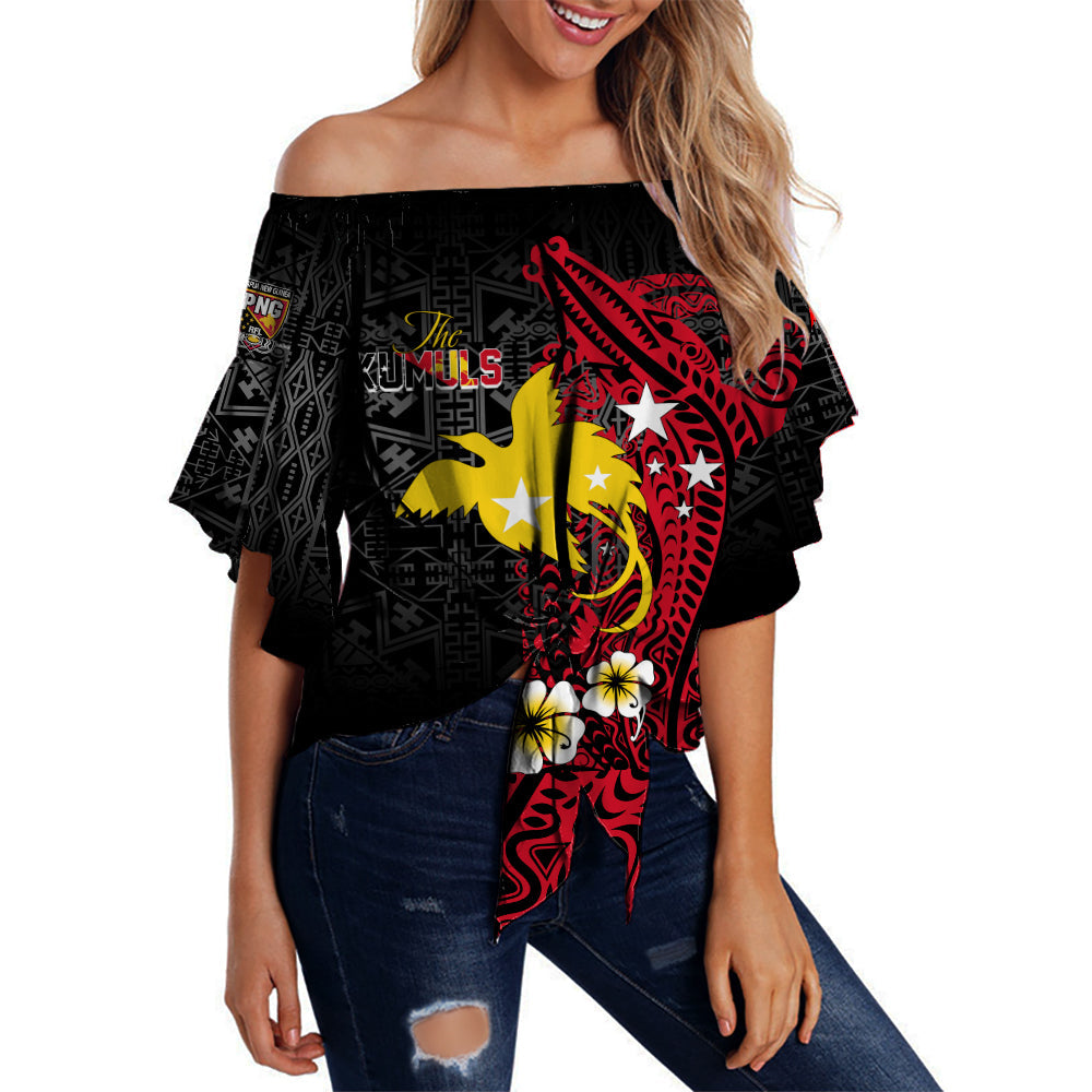 Papua New Guinea Independence Off Shoulder Waist Wrap Top PNG Kumuls - Tribal Crocodile