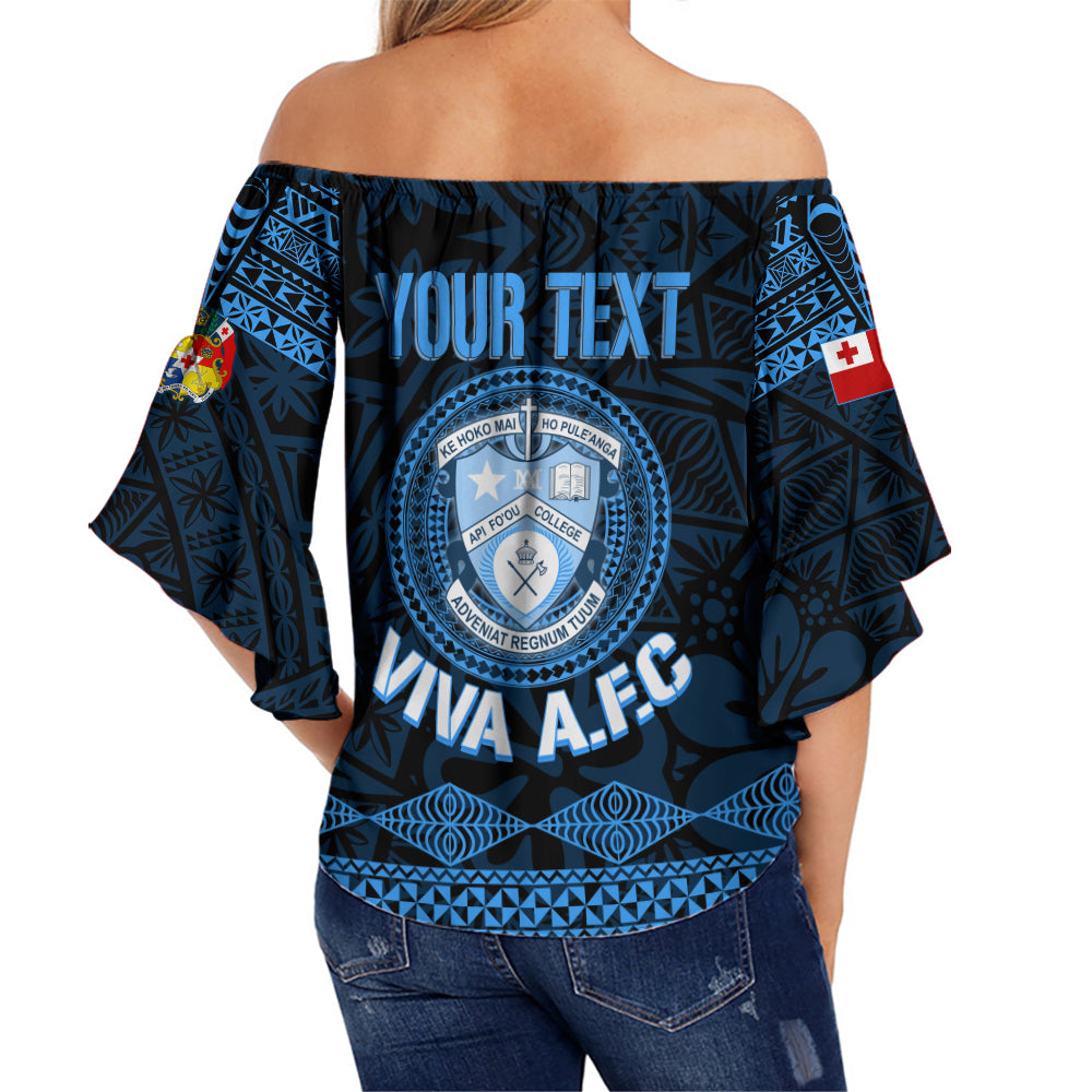 Personalised Tonga Apifo'ou College Off Shoulder Waist Wrap Top Viva AFC - Black