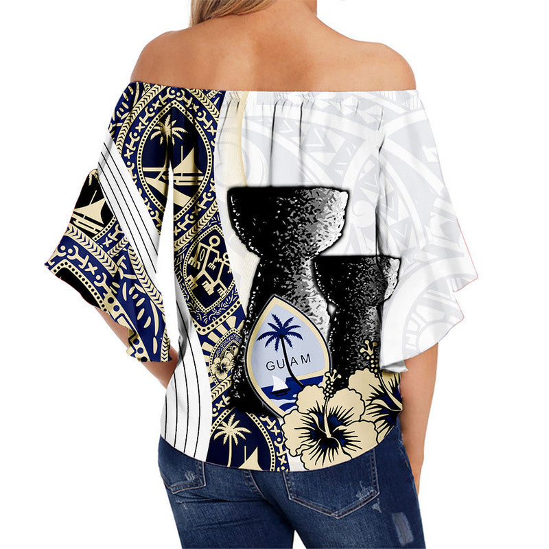 Guam Chamorro Off Shoulder Waist Wrap Top White Style