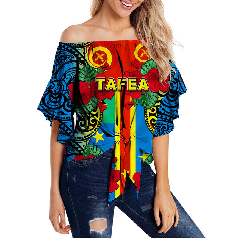 Vanuatu Tafea And Hibiscus Off Shoulder Waist Wrap Top