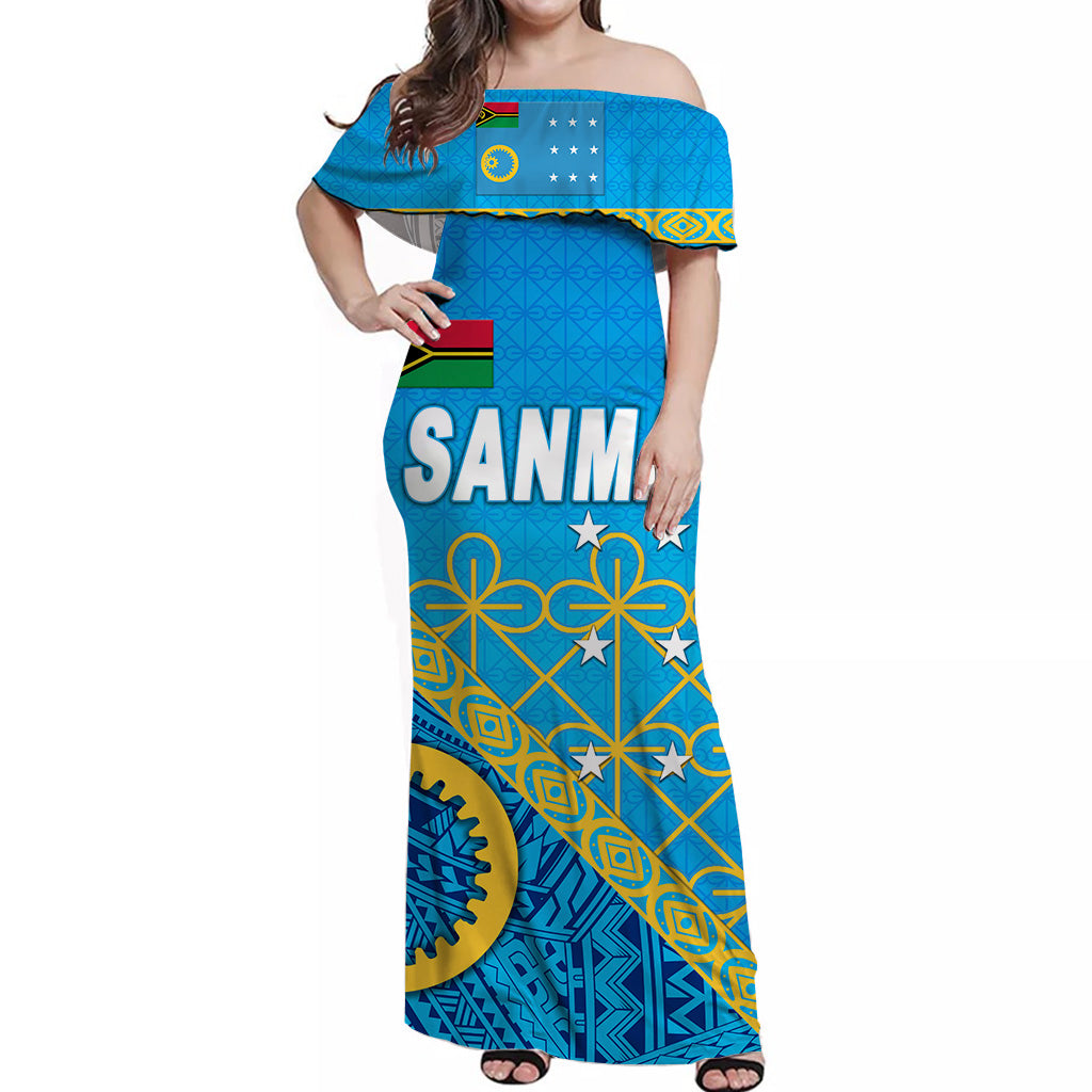 Sanma Province Off Shoulder Long Dress Vanuatu Pattern Unique Style