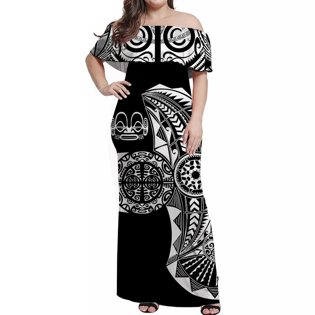 Marquesas Islands Off Shoulder Long Dress Original Style Black