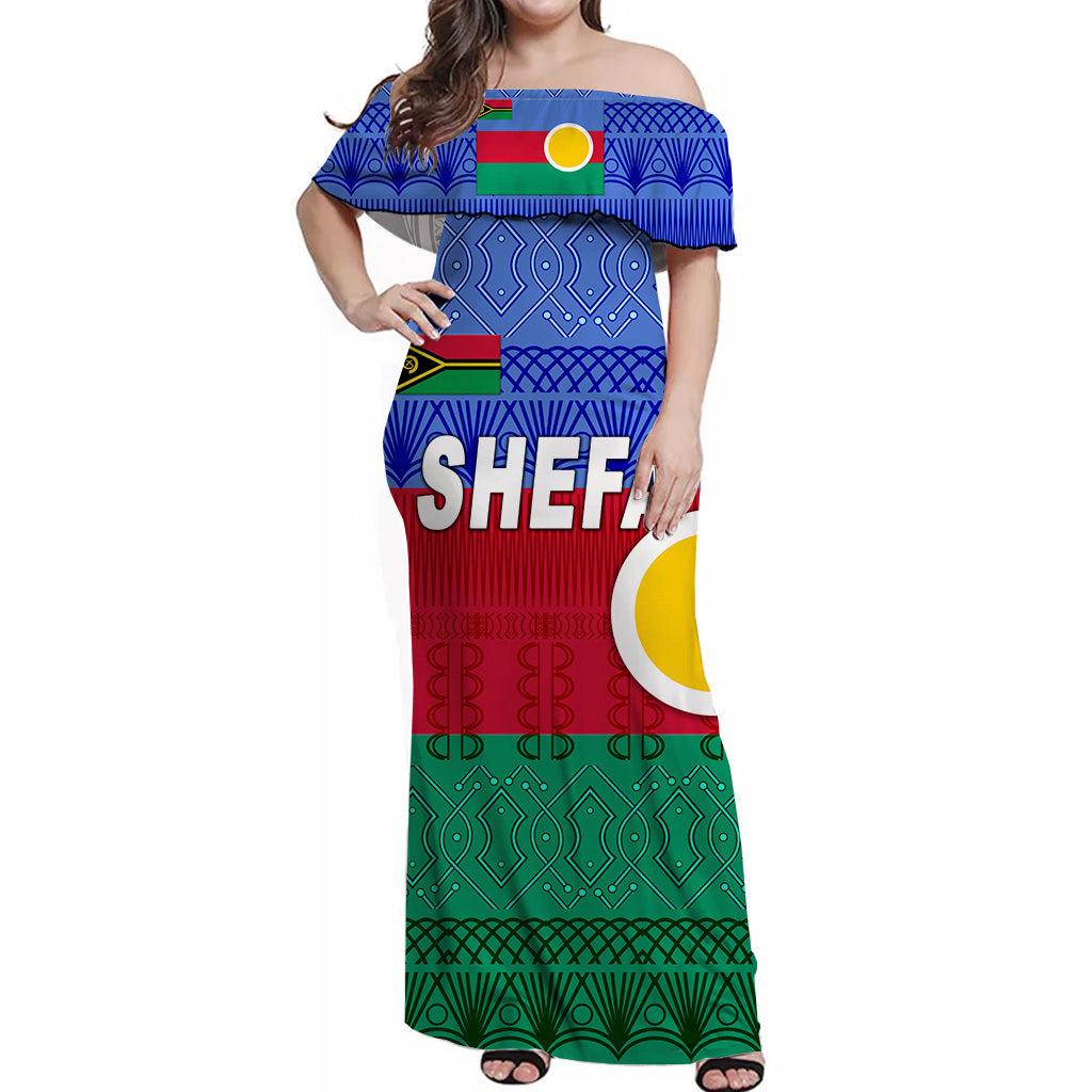 Shefa Province Off Shoulder Long Dress Vanuatu Pattern Traditional Style