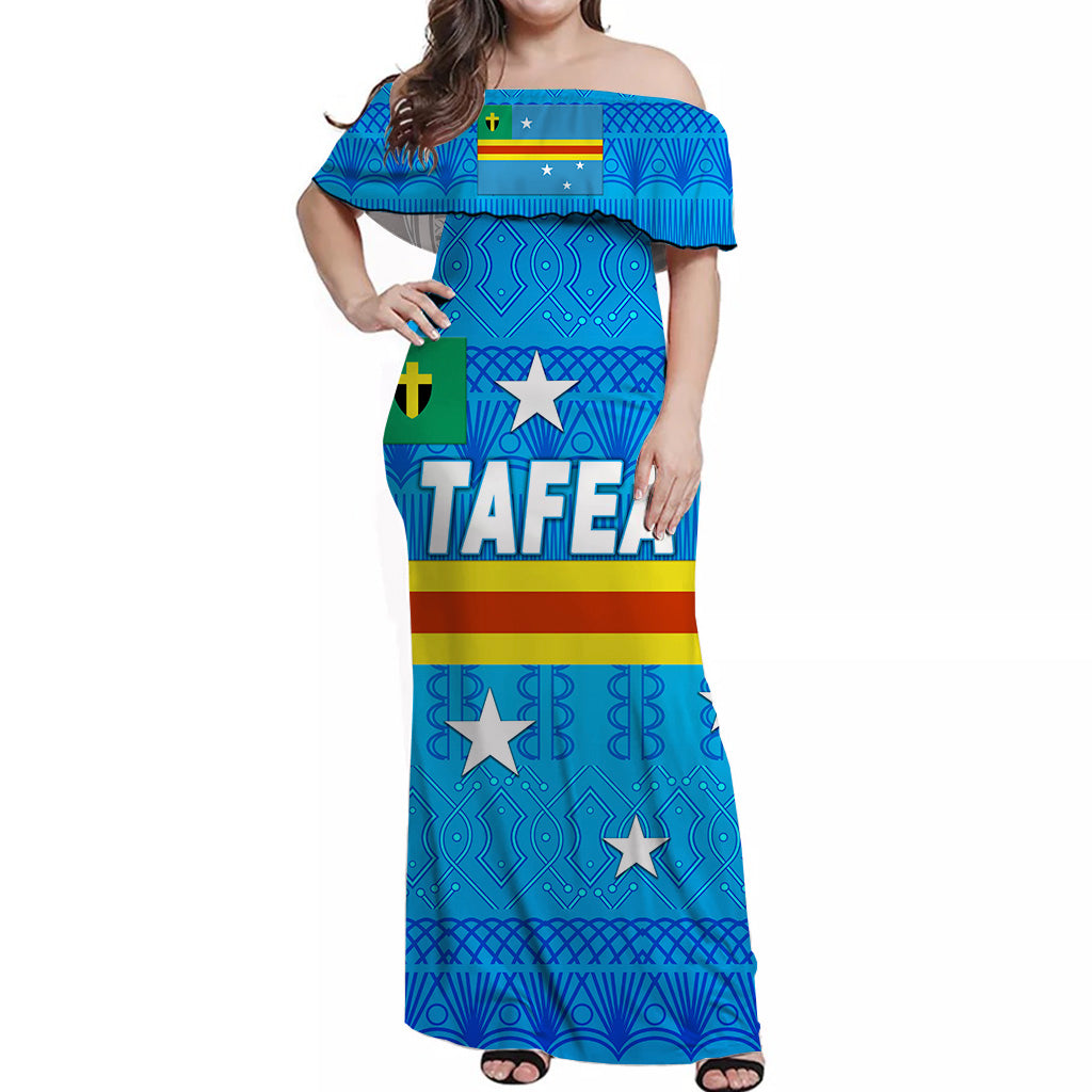 Tafea Province Off Shoulder Long Dress Vanuatu Pattern Traditional Style