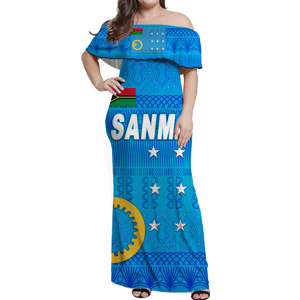 Sanma Province Off Shoulder Long Dress Vanuatu Pattern Traditional Style