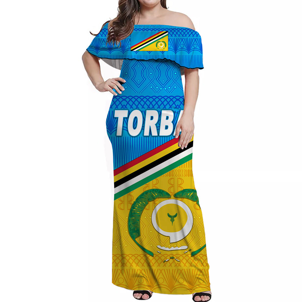 Torba Province Off Shoulder Long Dress Vanuatu Pattern Traditional Style