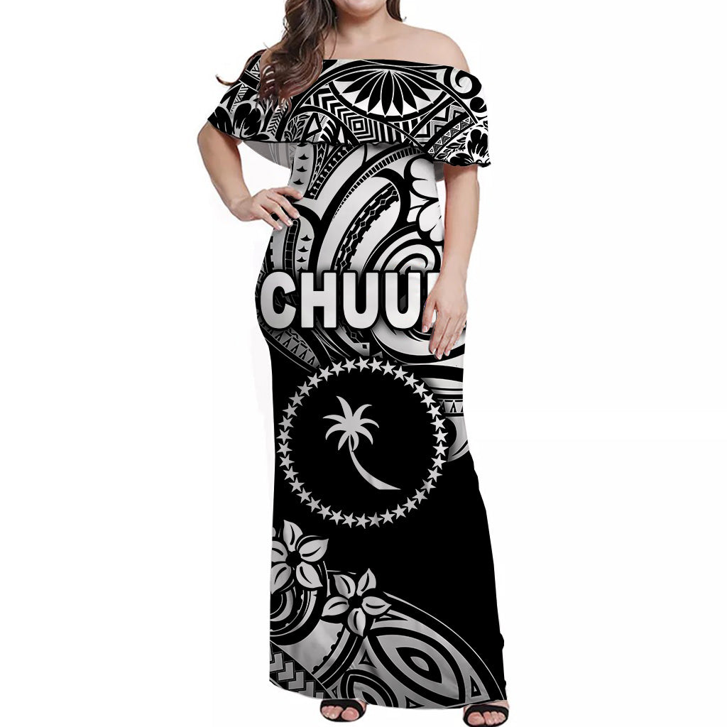 FSM Chuuk Off Shoulder Long Dress Unique Vibes Black