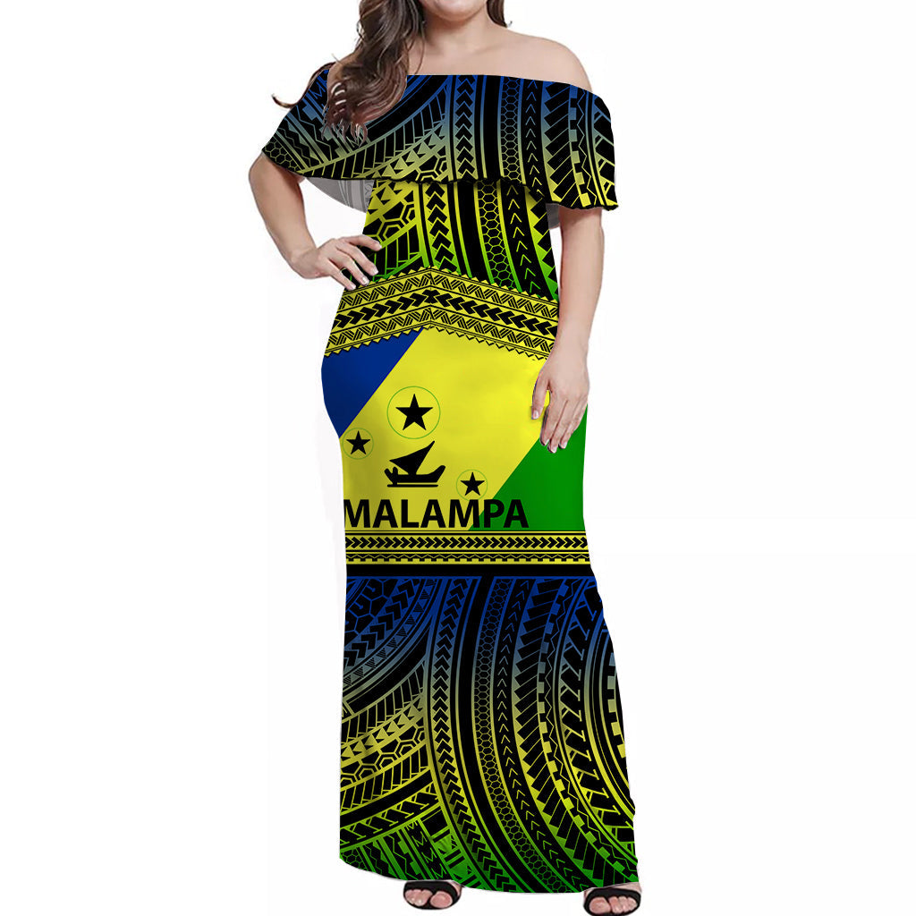 Vanuatu Malampa Off Shoulder Long Dress Polynesian