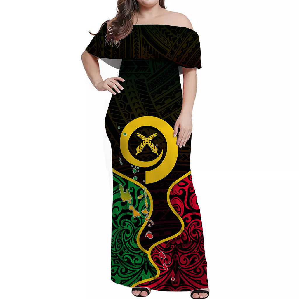 Vanuatu Off Shoulder Long Dress Flag Special Style
