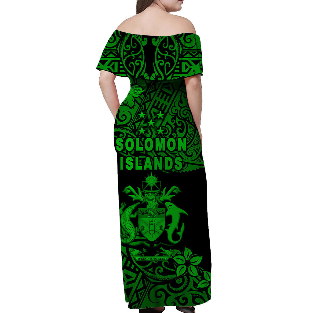 Solomon Islands Off Shoulder Long Dress Unique Vibes Green