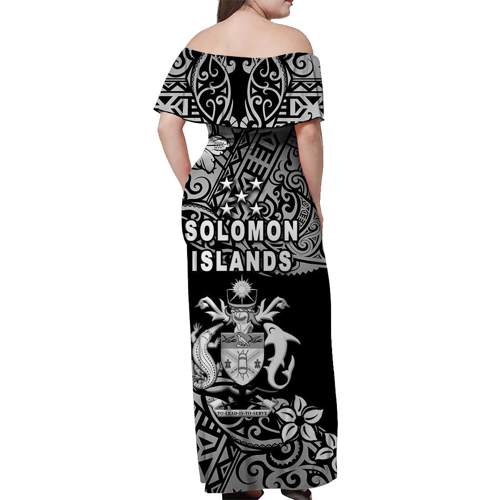 Solomon Islands Off Shoulder Long Dress Unique Vibes Black