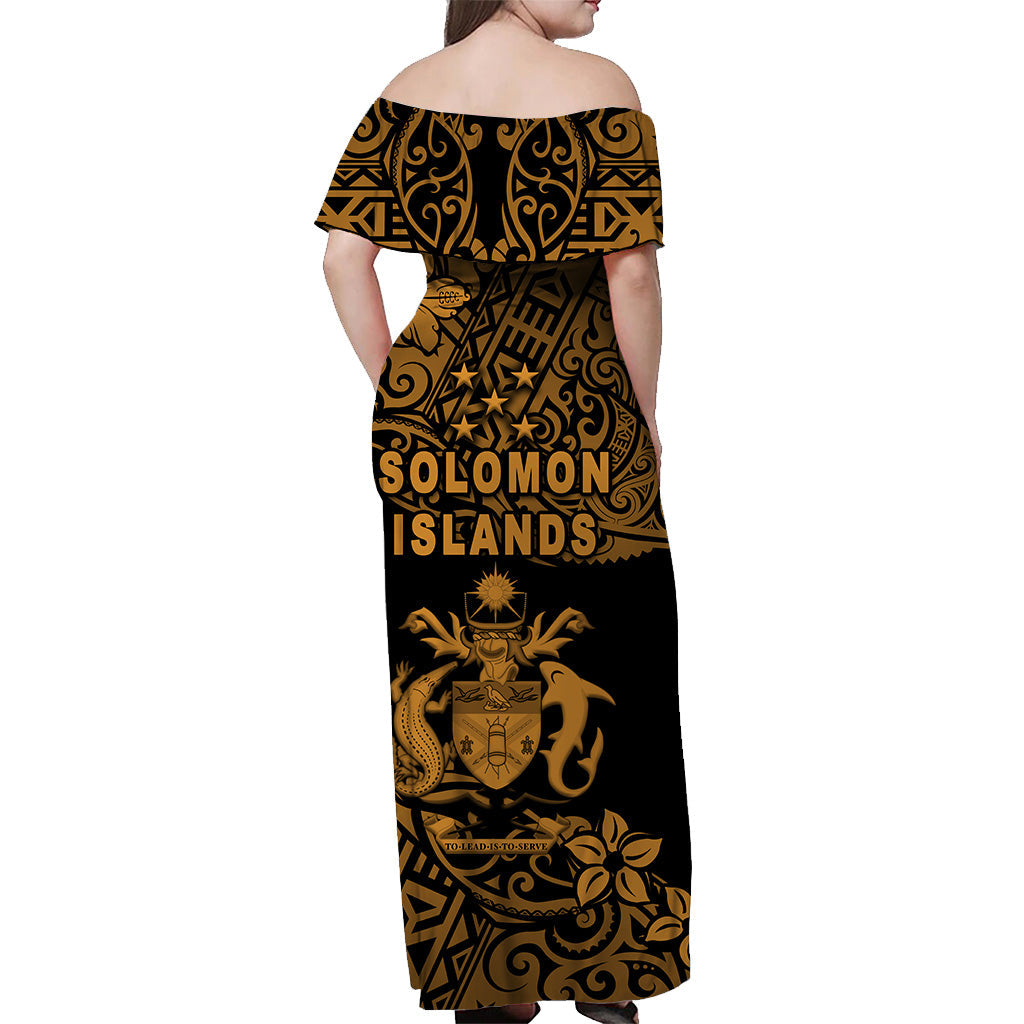 Solomon Islands Off Shoulder Long Dress Unique Vibes Gold