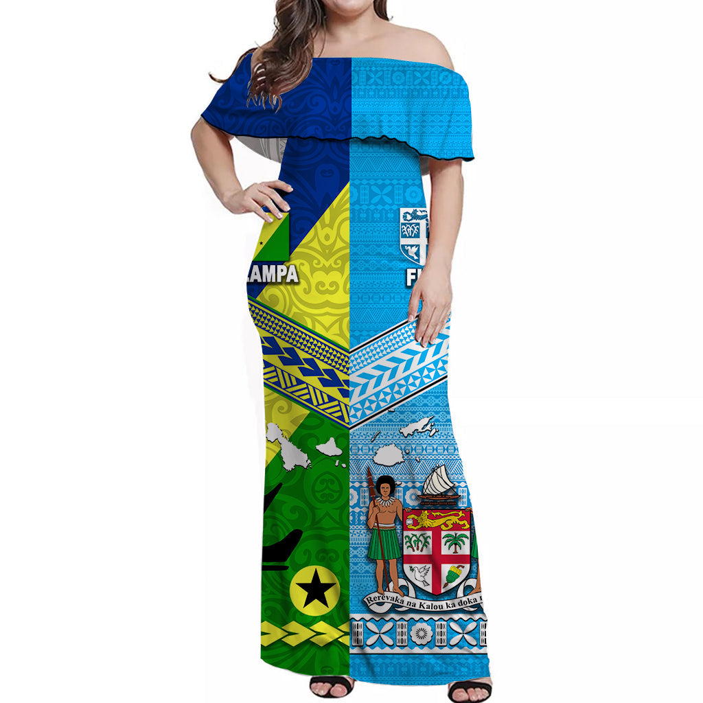 Happy Vanuatu Malampa Province And Fiji Day Off Shoulder Long Dress Together