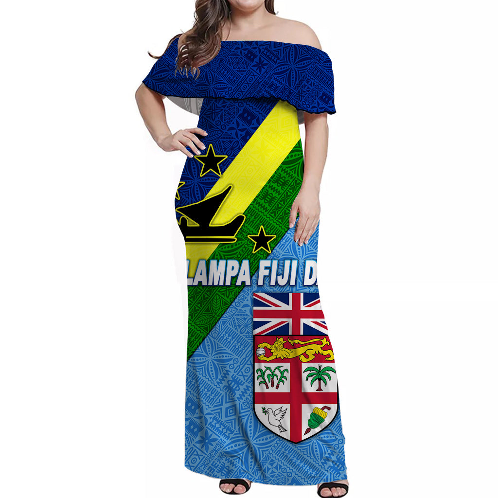 Vanuatu Malampa And Fiji Day Off Shoulder Long Dress Simple Style