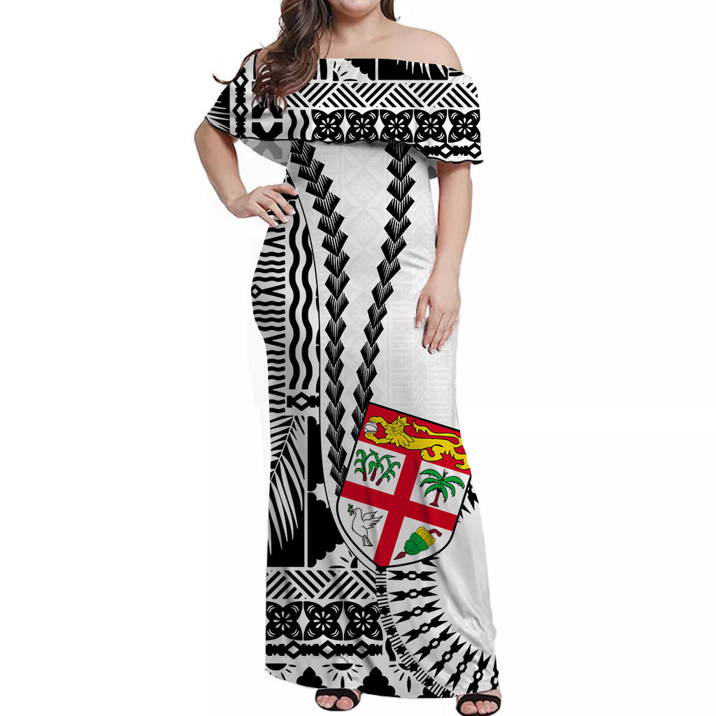 (Custom Personalised) Fiji Matching Outfit For Couple Combo Dress And Shirt Masi Tapa Patterns White Style