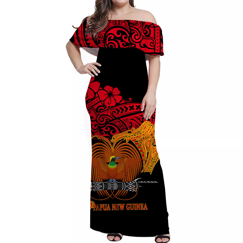 Papua New Guinea Off Shoulder Long Dress Bird Of Paradise
