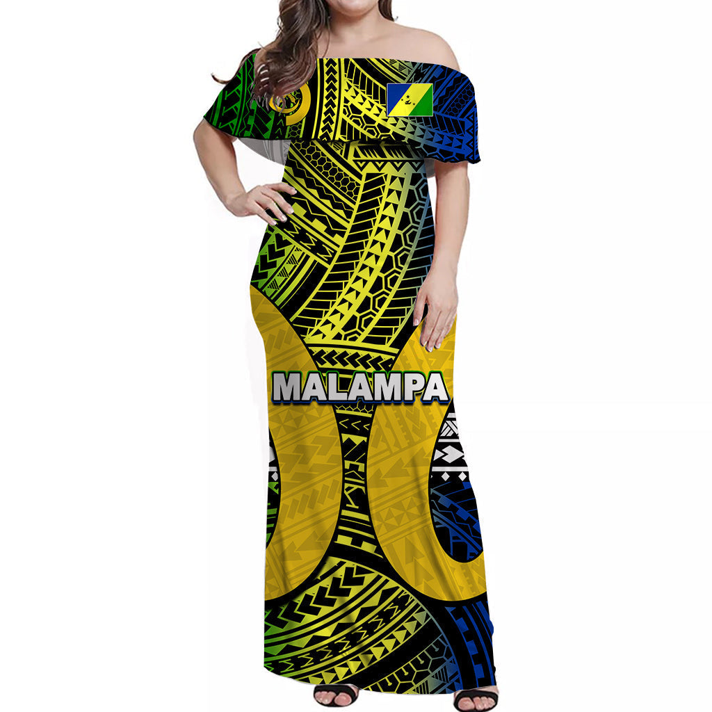 Polynesian Malampa Of Vanuatu Off Shoulder Long Dress