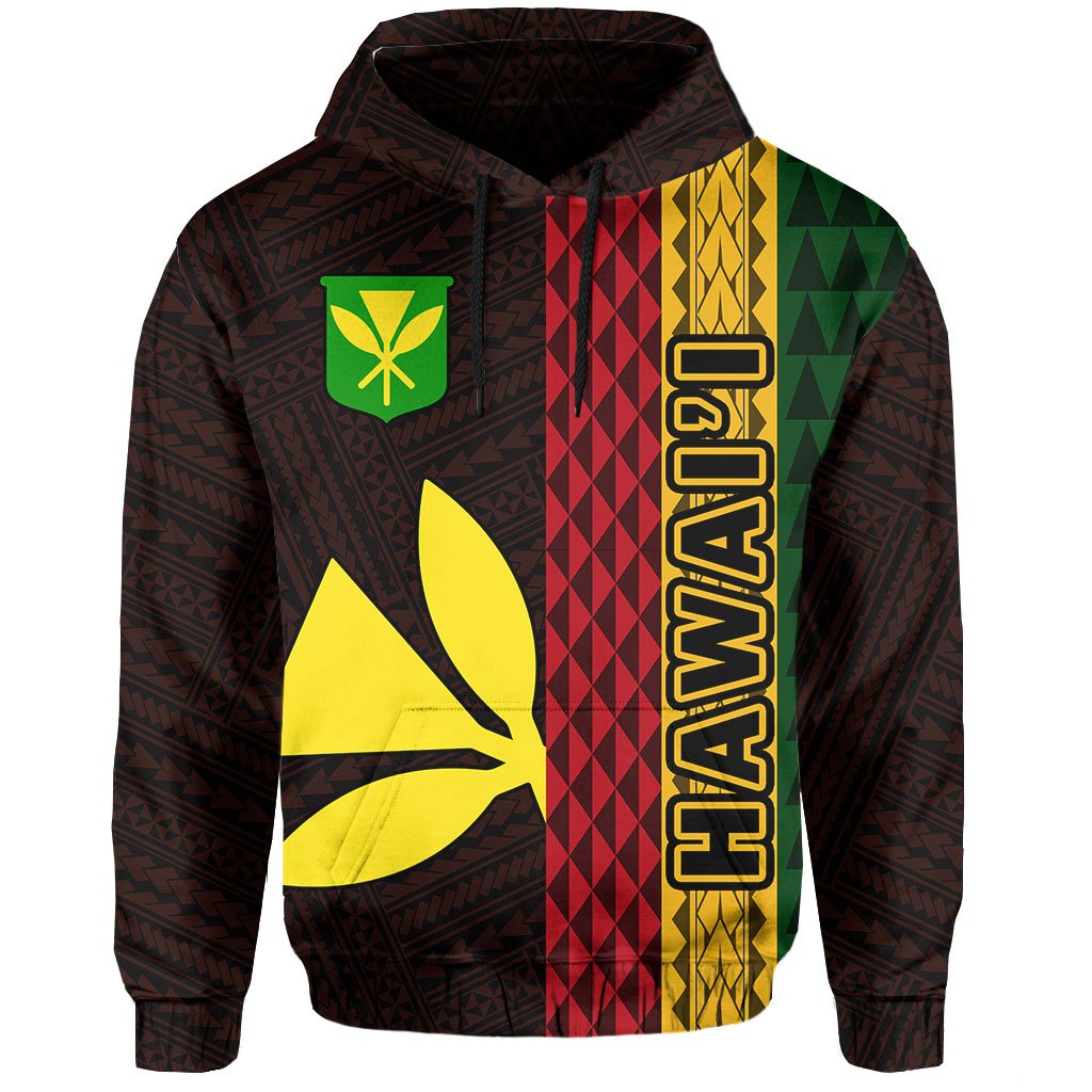 Polynesian Kakau Kanaka Flag Map Of Hawaii Hoodie Orange
