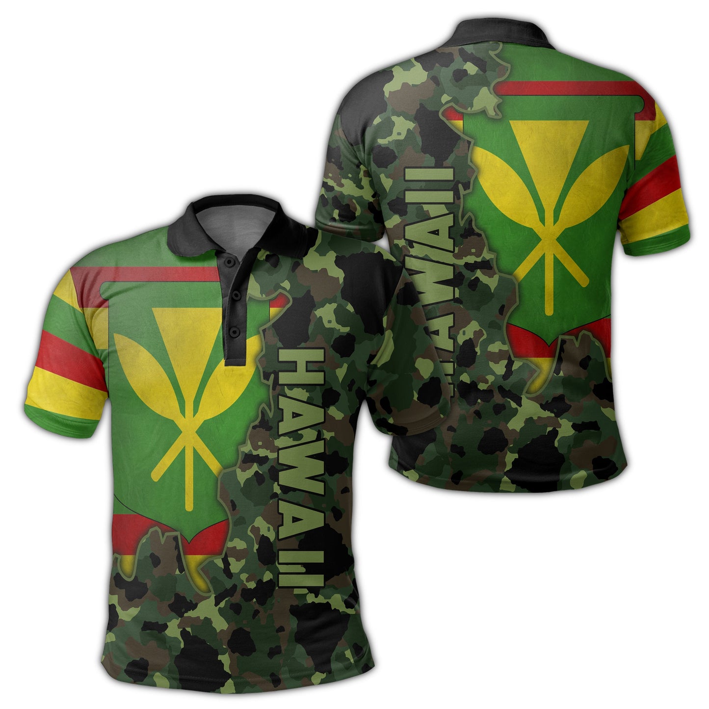 Kanaka Flag Camo Pattern Polo Shirt - Chad Style - AH