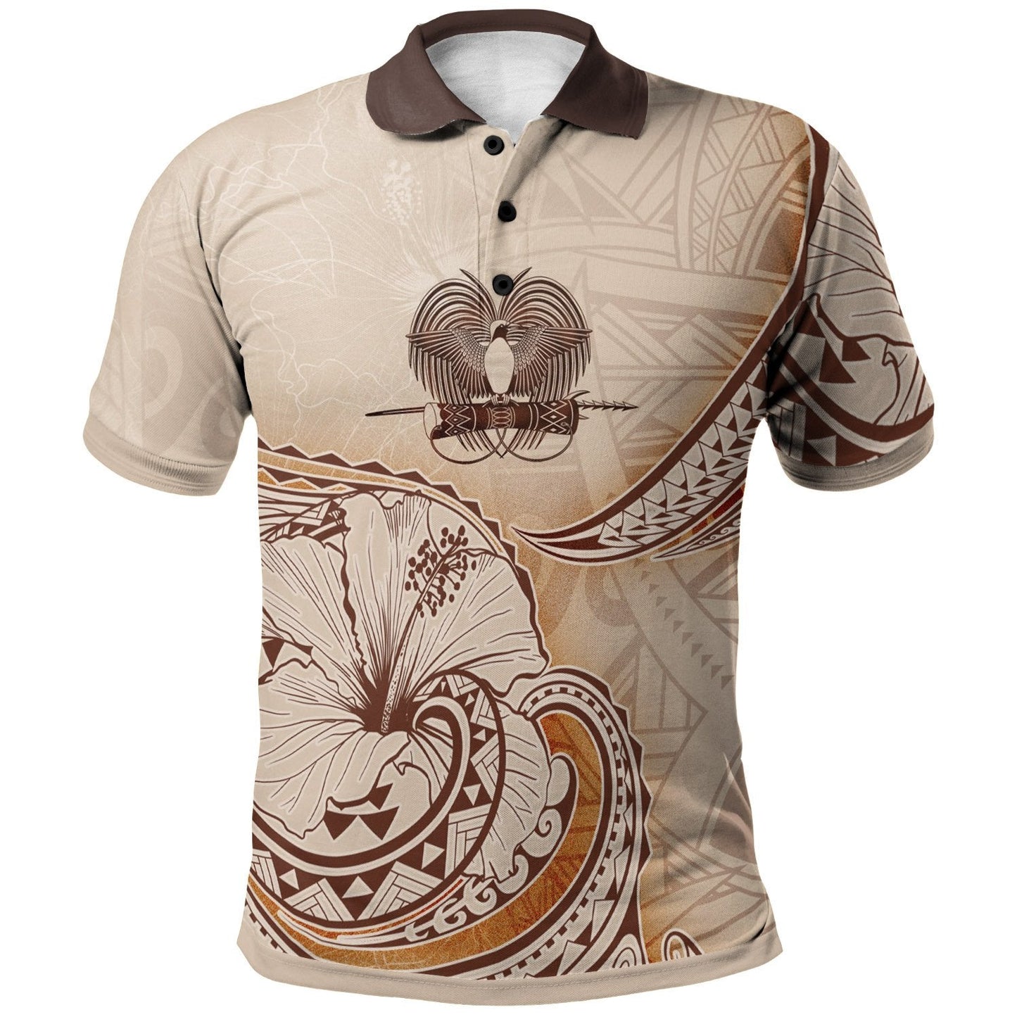 Papua New Guinea Polo Shirt - Hibiscus Flowers Vintage Style