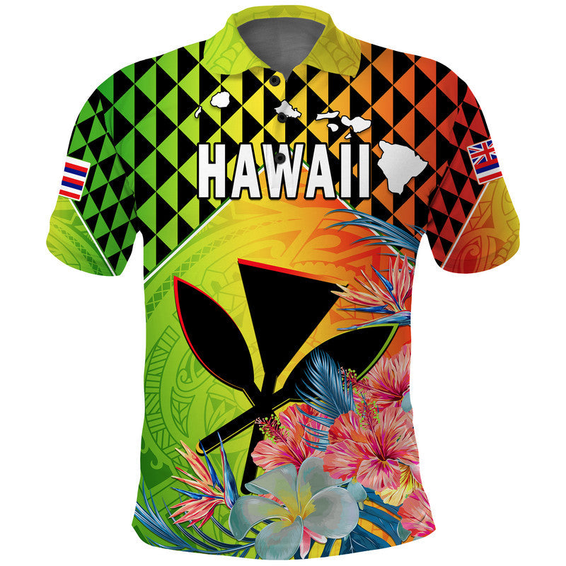 Hawaii Polo Shirt Hawaiian Tribal Kanaka Maoli Hibiscus