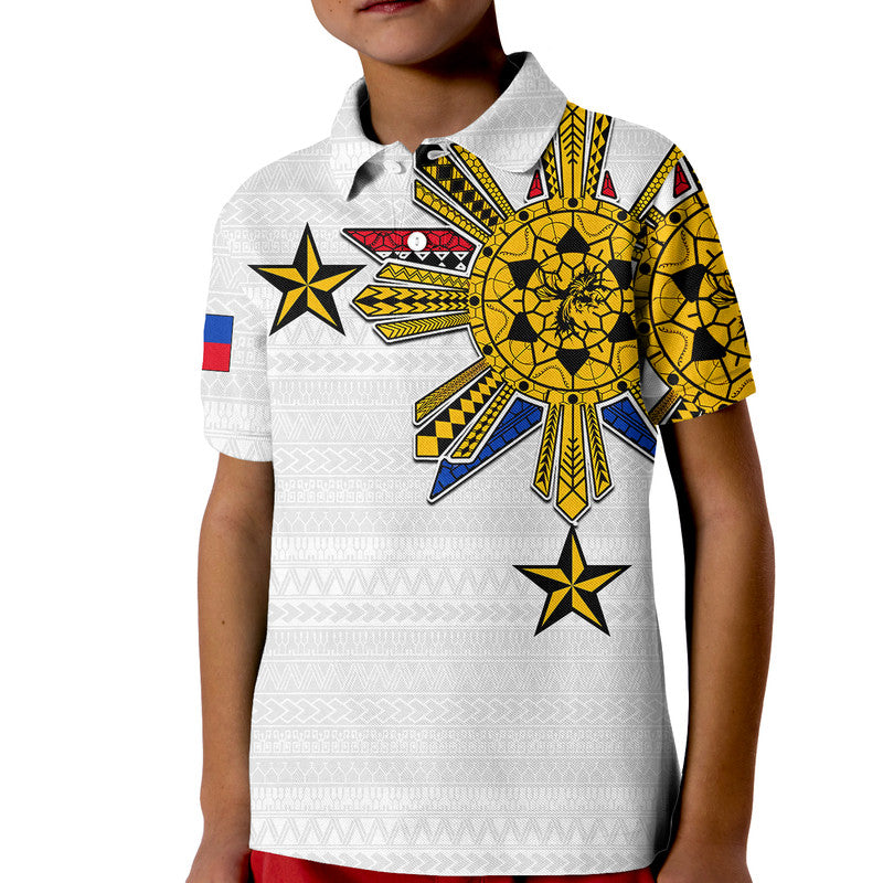 Custom Personalised Filipino Polo Shirt Tribal White Style