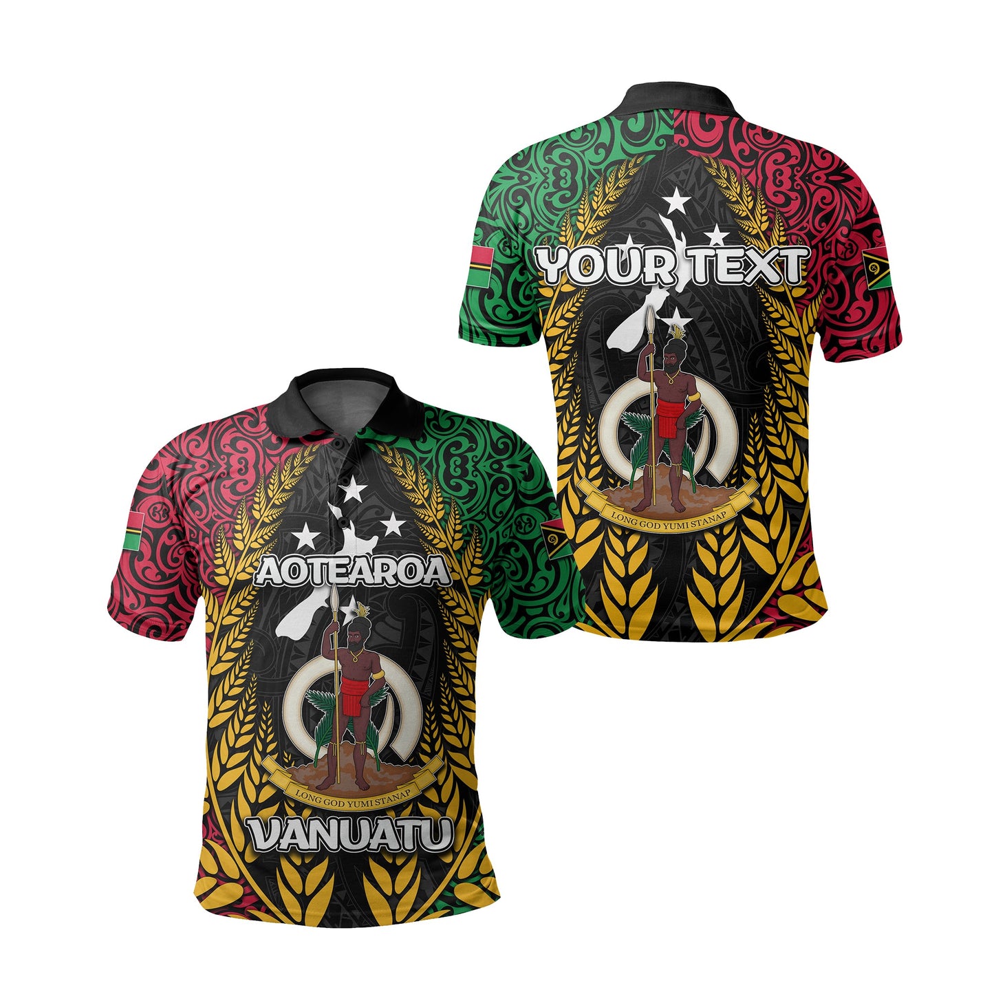 Custom Personalised Vanuatu Polo Shirt Mix Maori Aotearoa