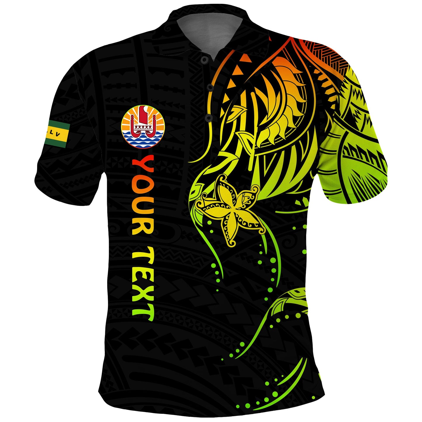 Custom Personalised Society Islands Polo Shirt Mix Pattern Leeward Islands French Polynesia