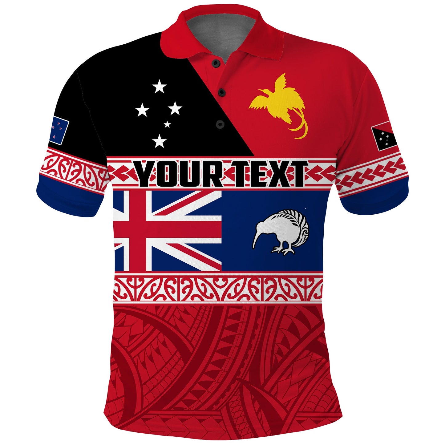 Custom Personalised Papua New Guinea and New Zealand Polo Shirt Polynesian PNG and NZ