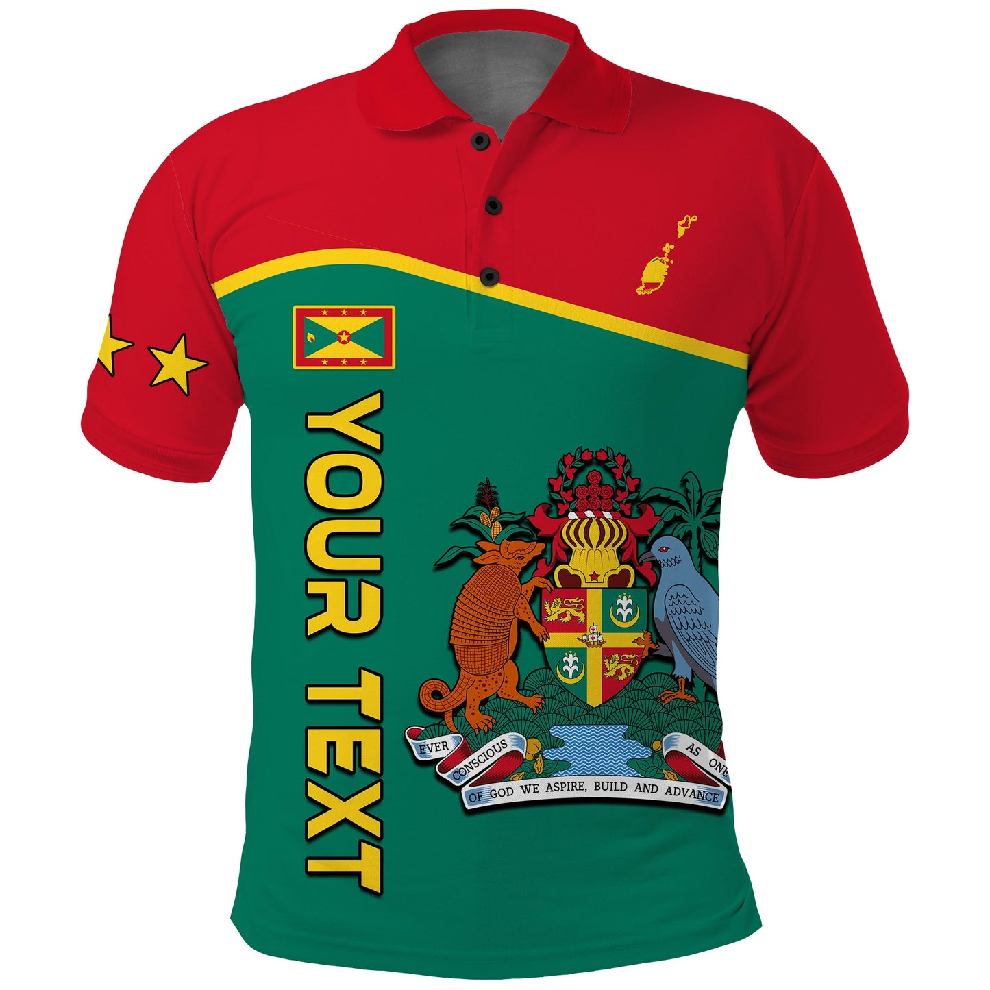 Custom Personalised Grenada Polo Shirt Coat Of Arms and Map Impressive