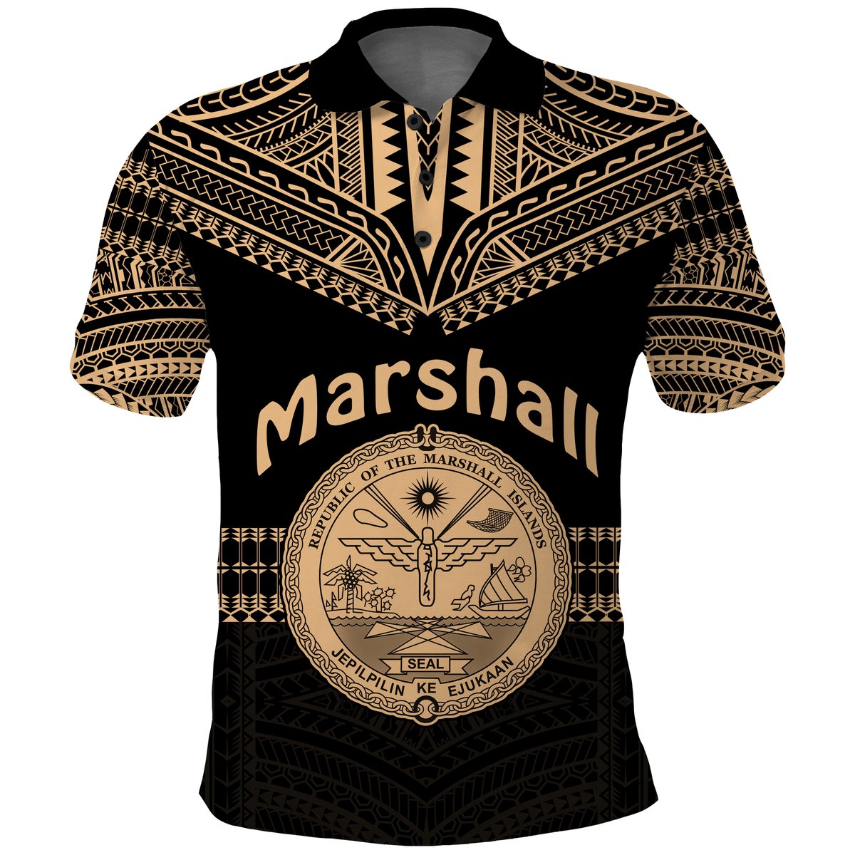 Marshall Islands Polo Shirt Best Tattoo Version Golden
