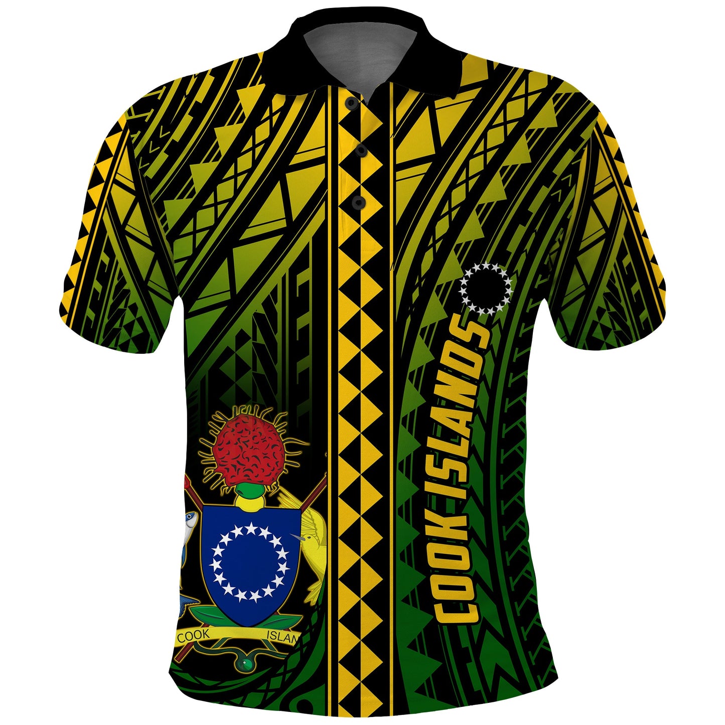 Cook Islands Polo Shirt Polynesian Pattern Stars