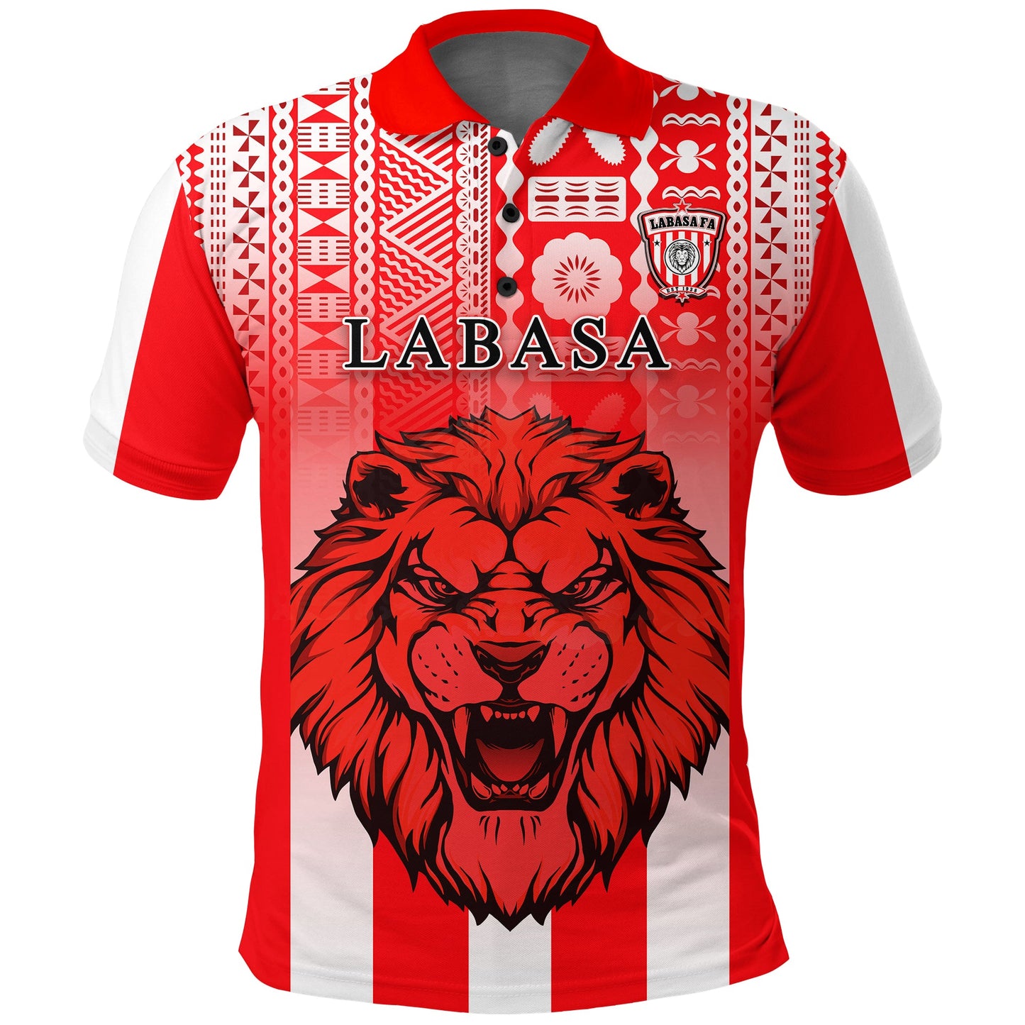 Custom Personalised Football LABASA FA Polo Shirt Red Lion Fiji - Custom Text and Number