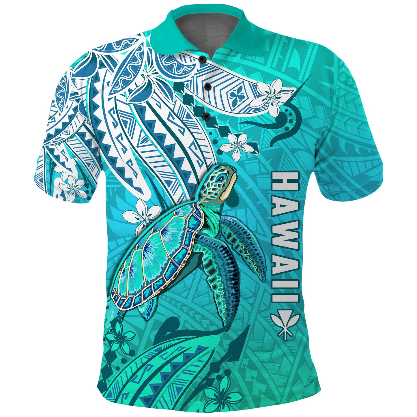 Hawaiian Islands Polo Shirt Turtle Mix Hawaii Polynesian