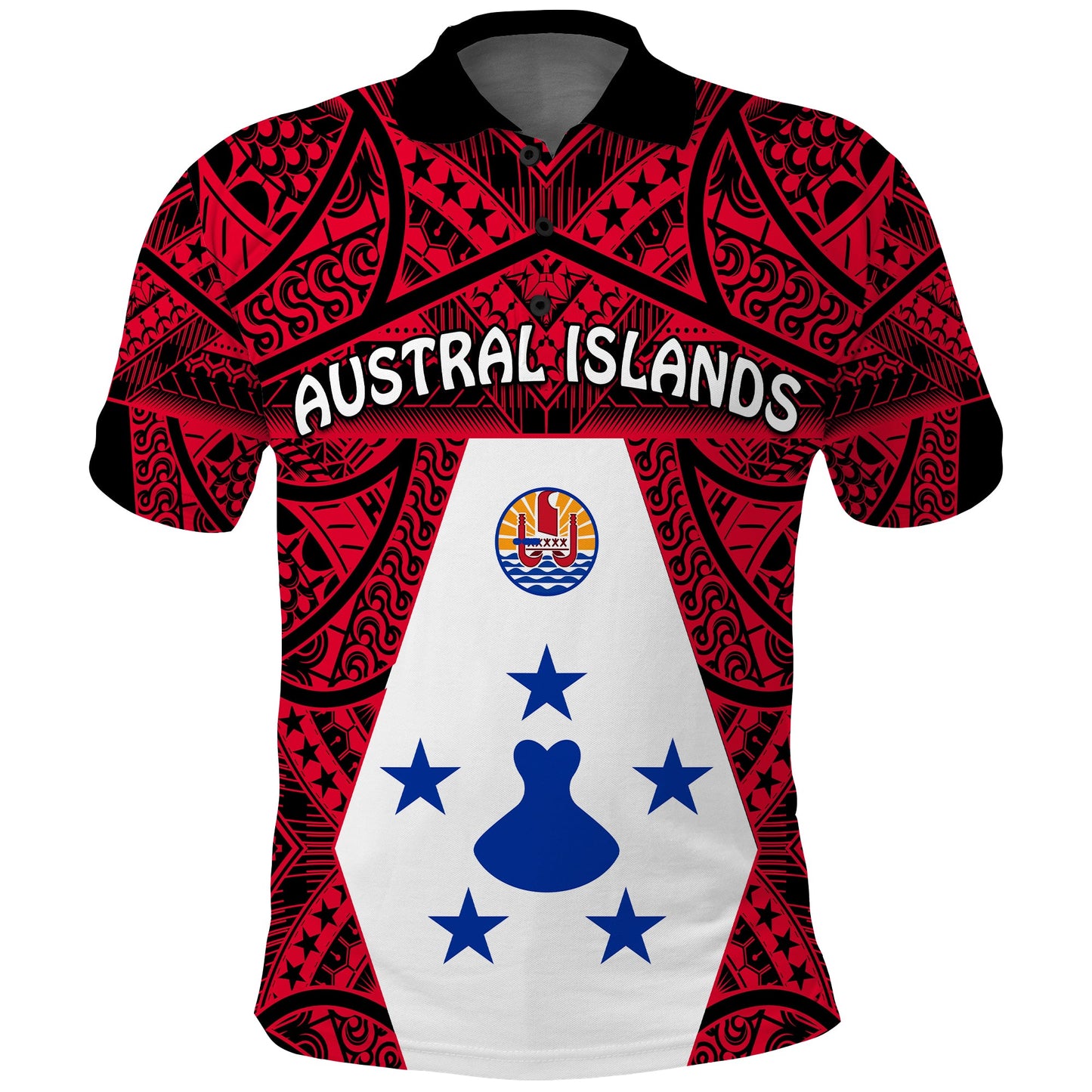 Austral Islands Polo Shirt Polynesian Pattern French Polynesia