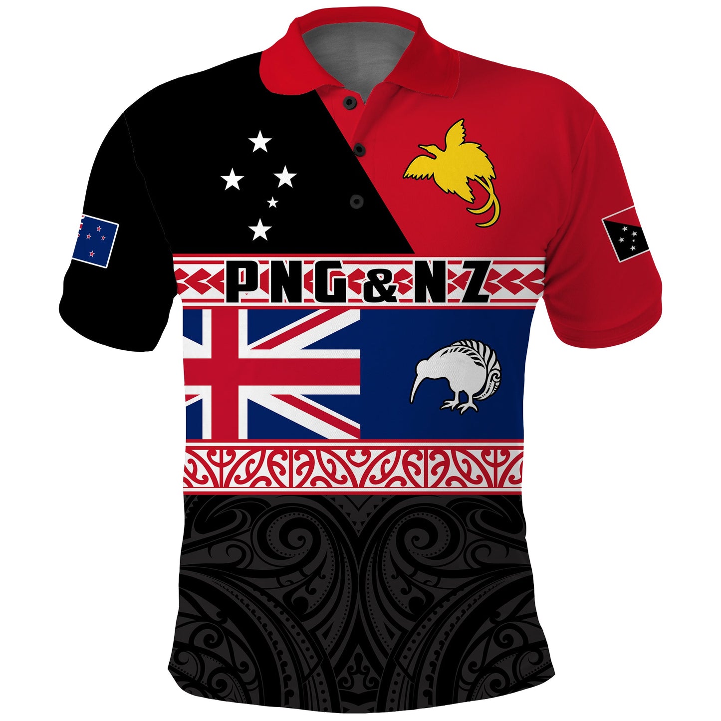 Papua New Guinea and New Zealand Polo Shirt Maori PNG and NZ
