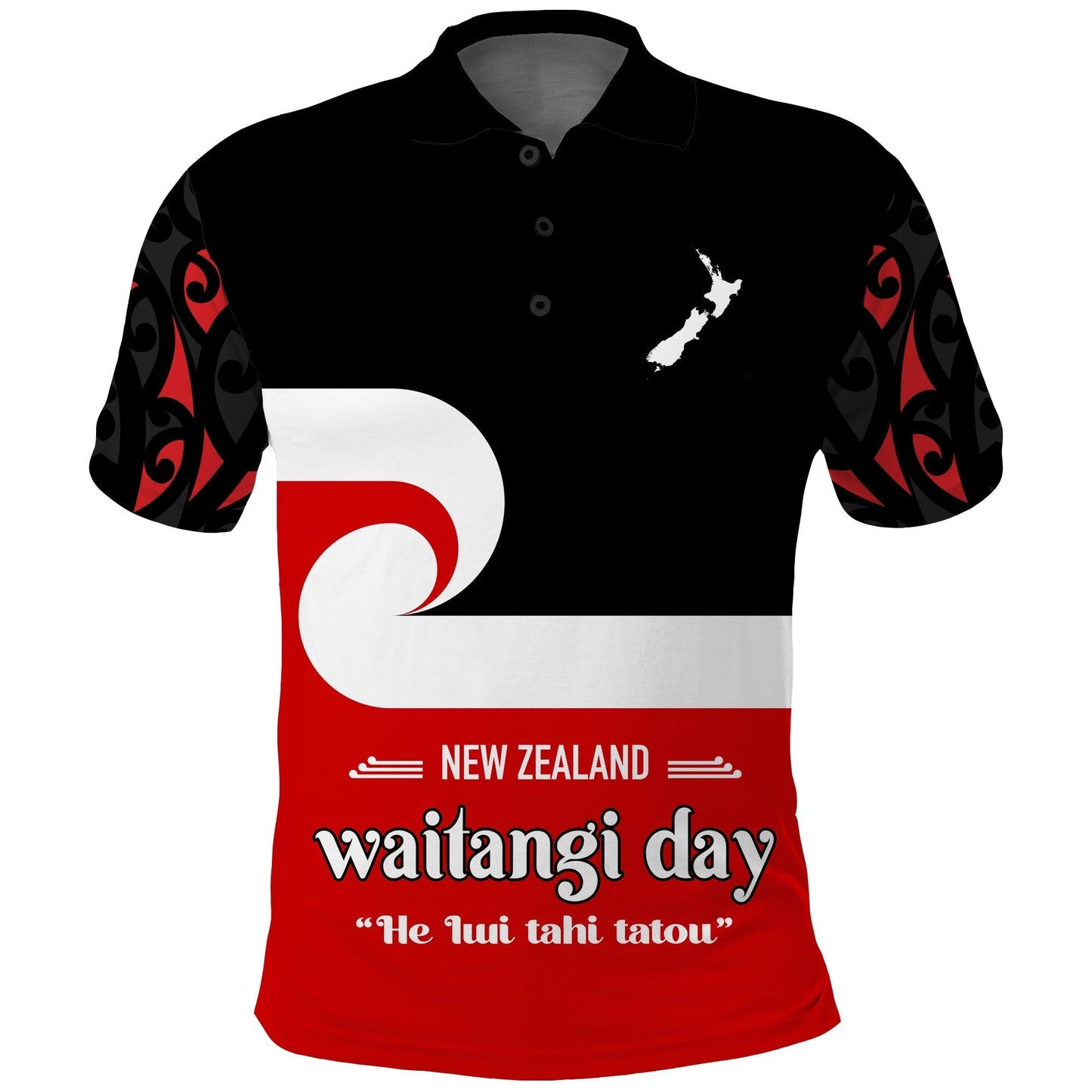 Waitangi Day Polo Shirt Maori Fern and Tino Rangatiratanga Flag