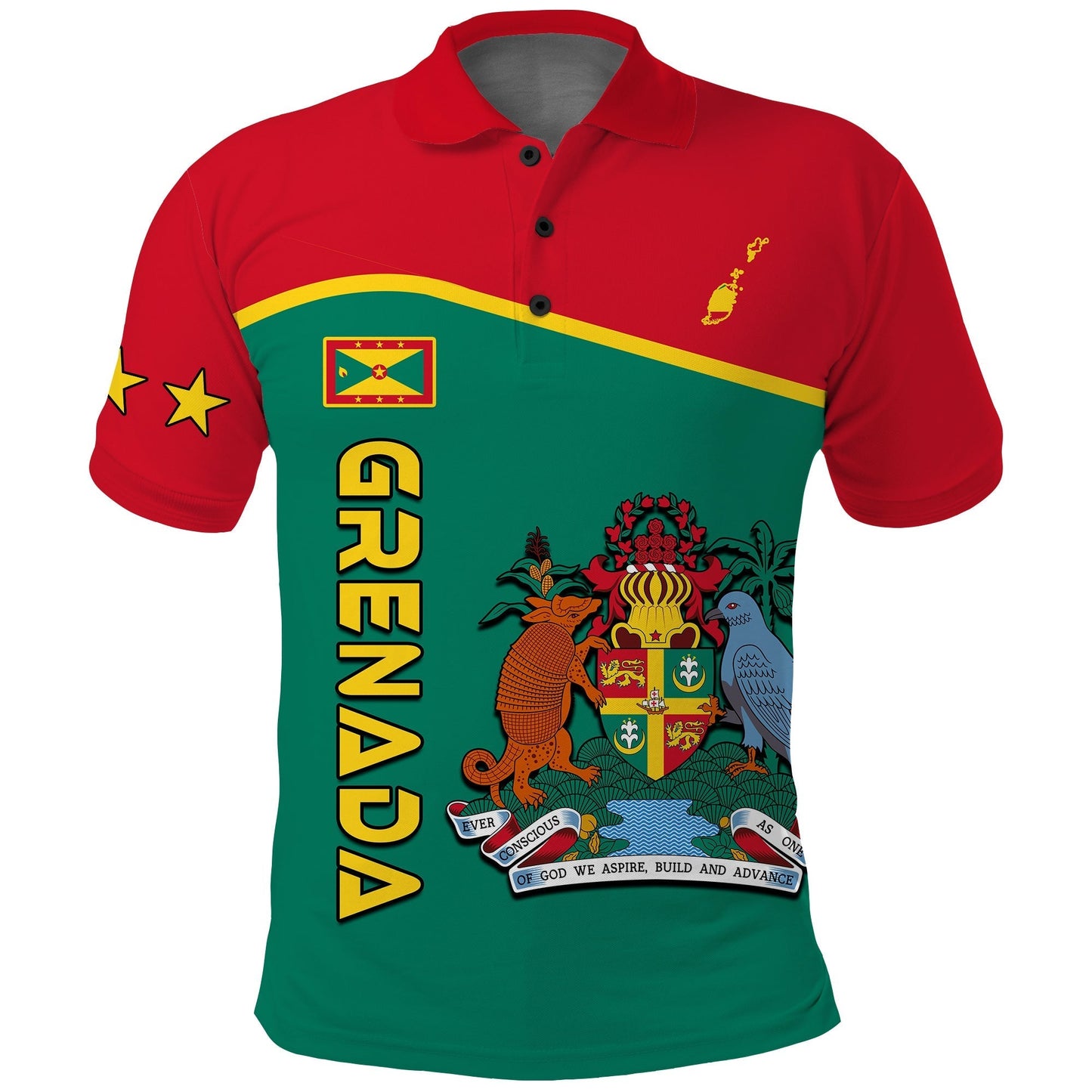 Grenada Polo Shirt Coat of Arms and Map Impressive