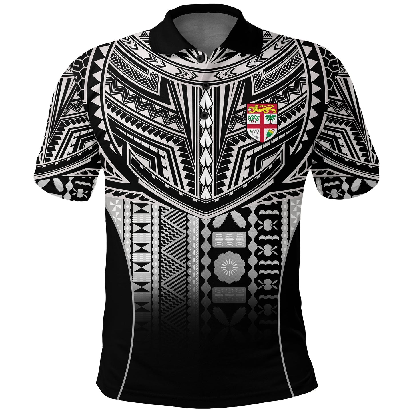 Custom Personalised Fiji Faithful Polo Shirt Version Black - Custom Text and Number