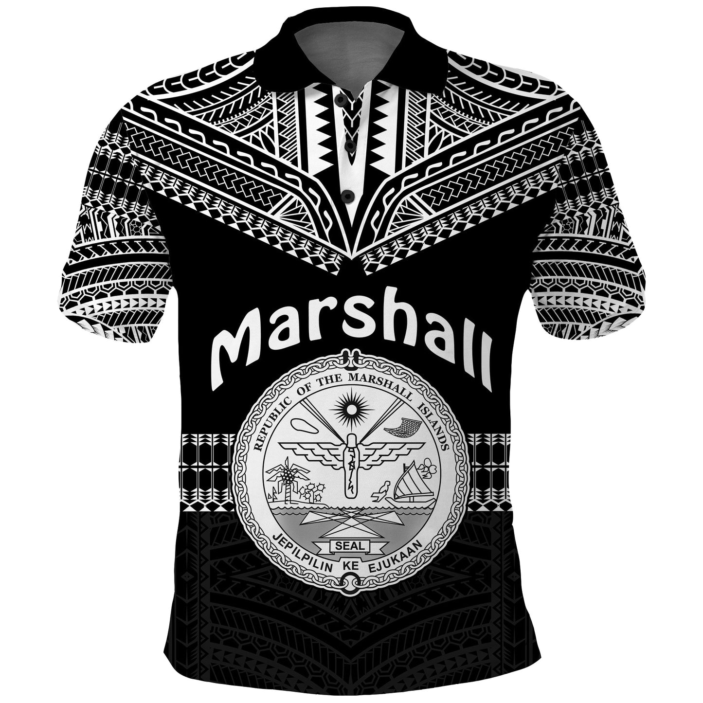 Marshall Islands Polo Shirt Best Tattoo Version Black