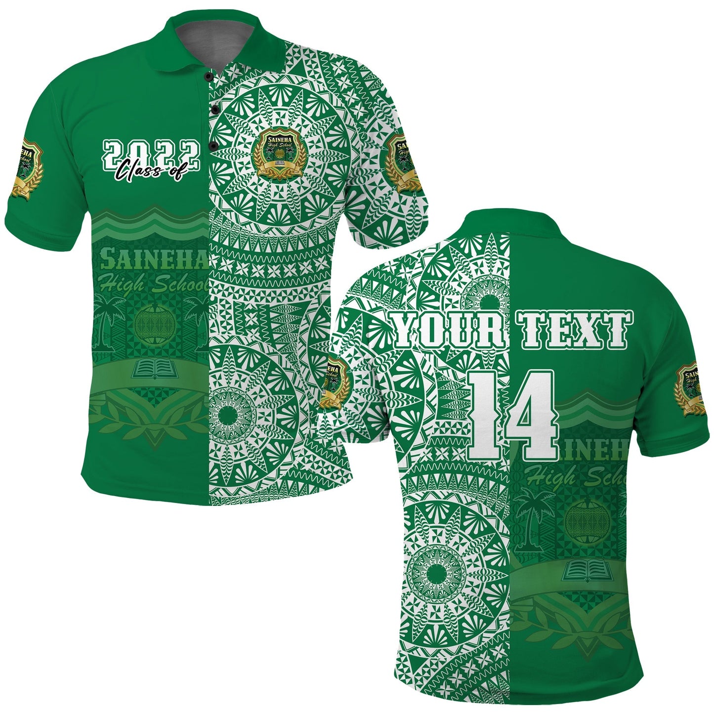 Custom Text And Number Tonga Saineha High School Polo Shirt Class Of Year Tongan Ngatu Pattern